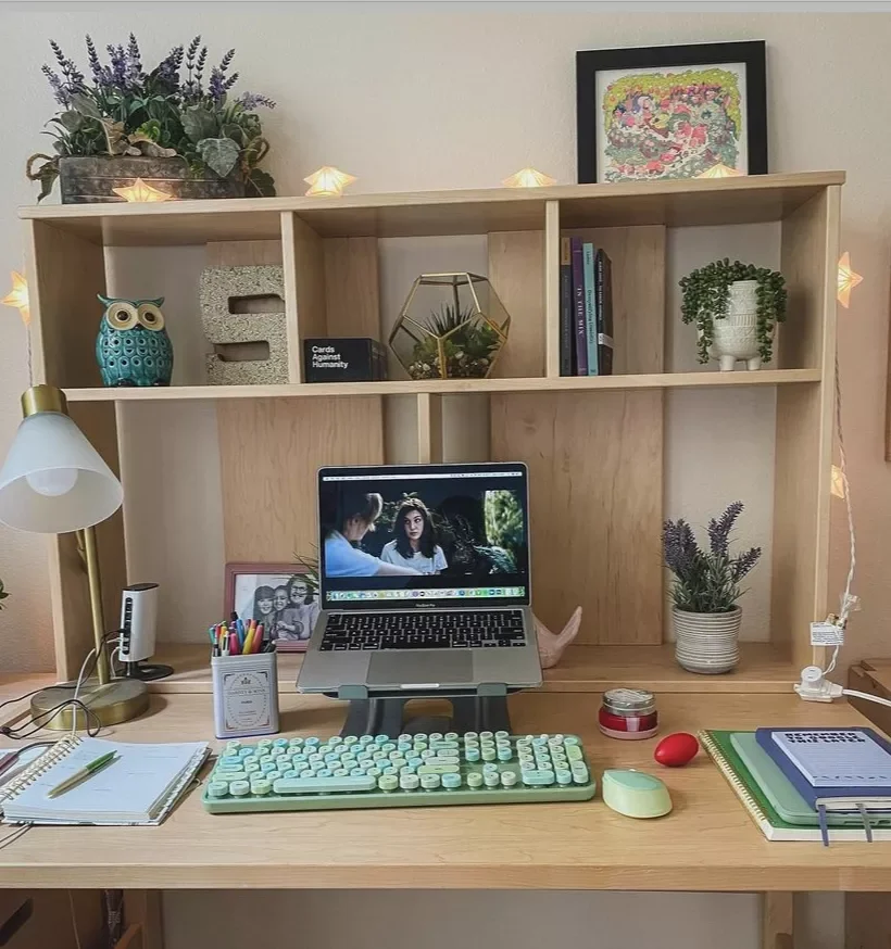 A Desk With Shelving