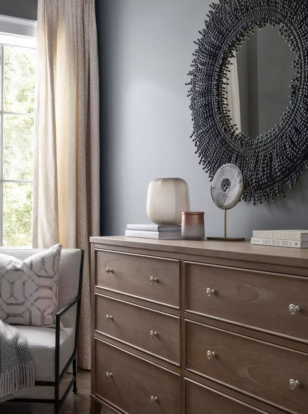 Accent-Filled Gray Bedroom