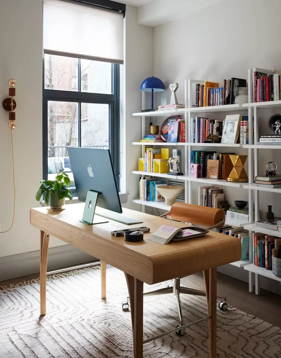 Add Bright Decor to Bookshelves