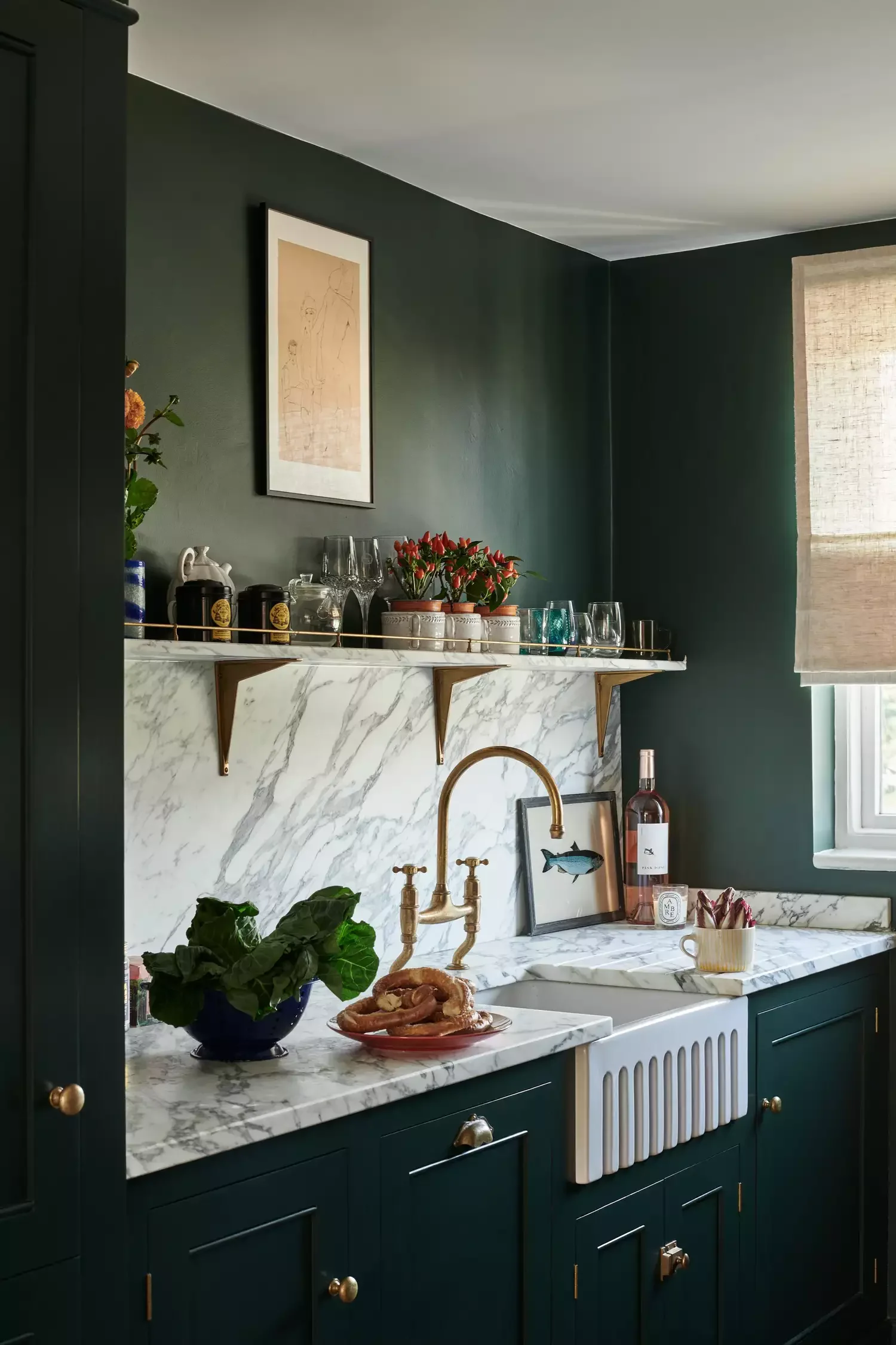 Antique Brass on Green