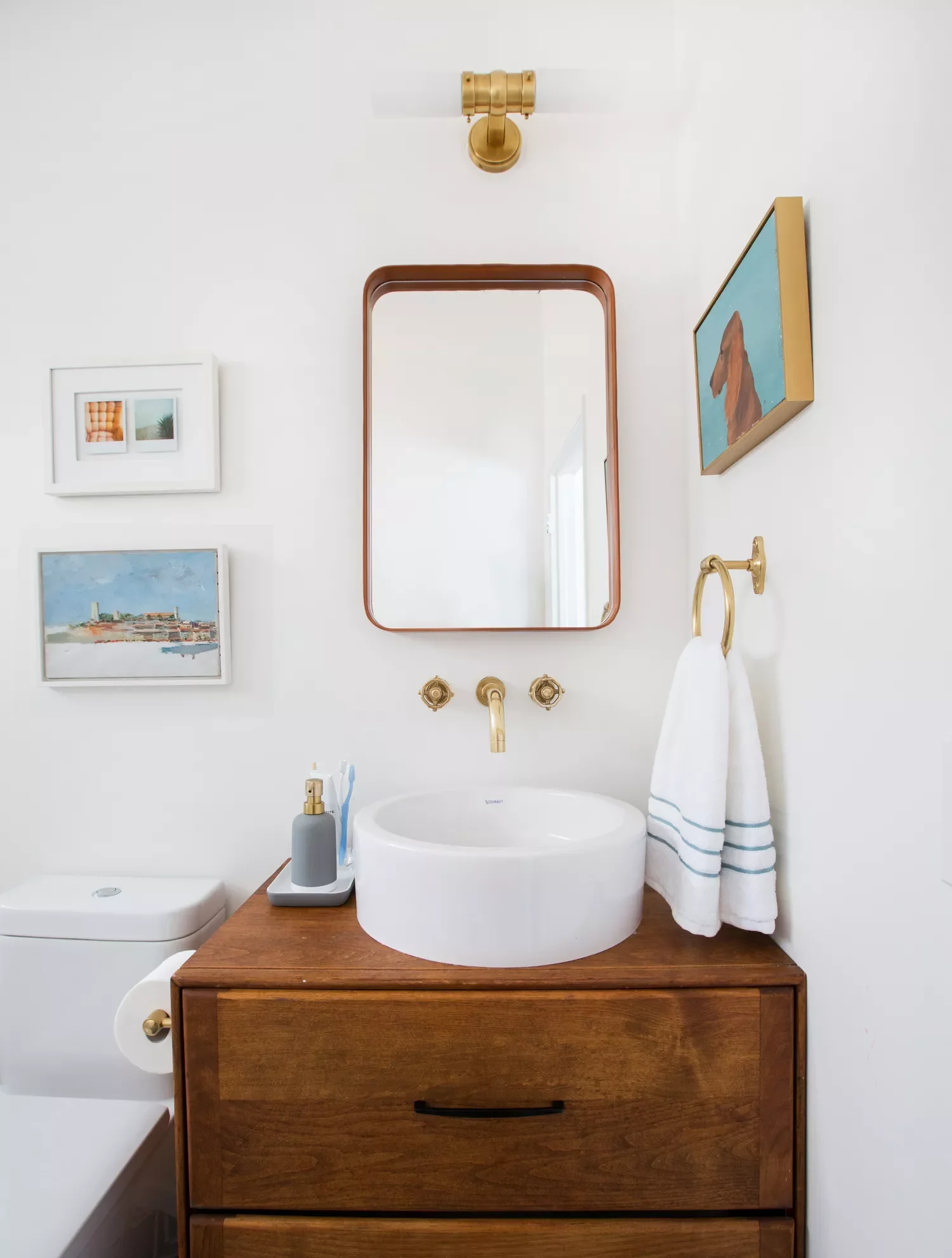 Art-Filled Neutral Bathroom