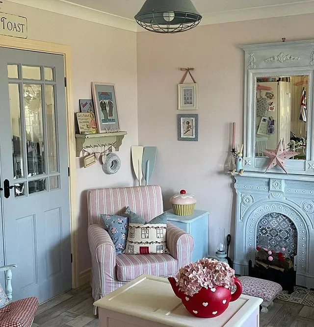 Baby Blue Painted Fireplace