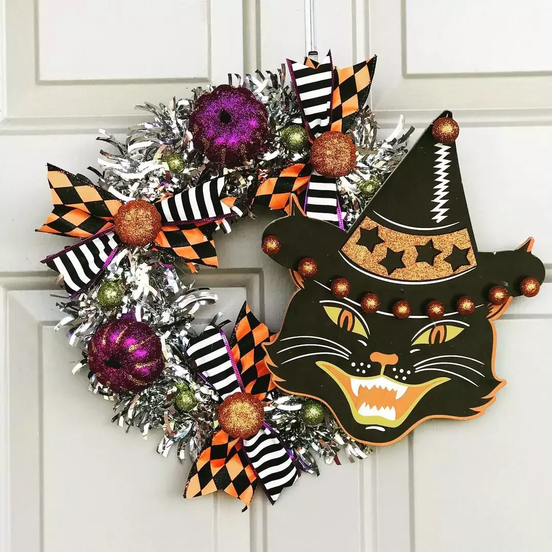 Black Cat Halloween Wreath