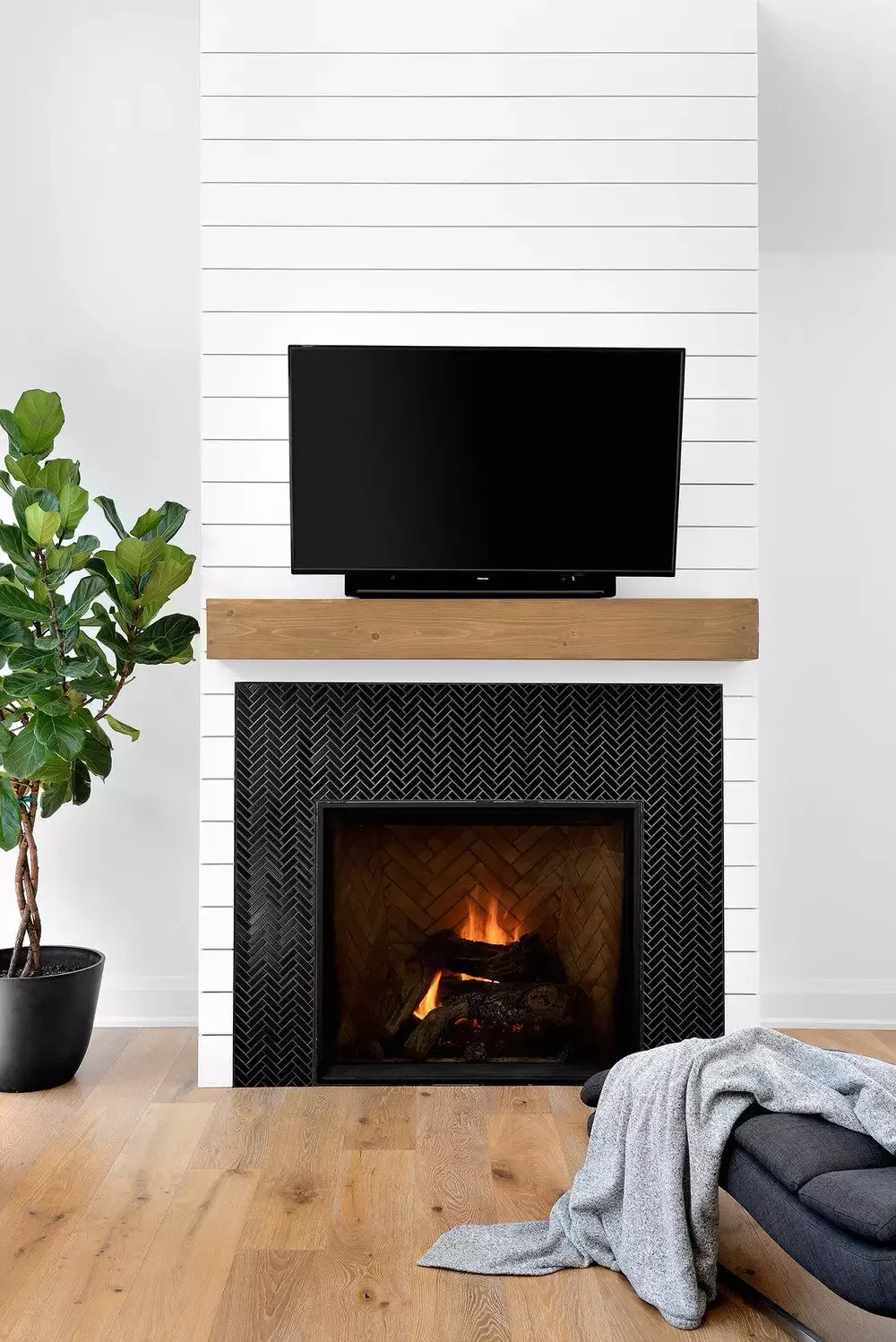 Black Herringbone Tile