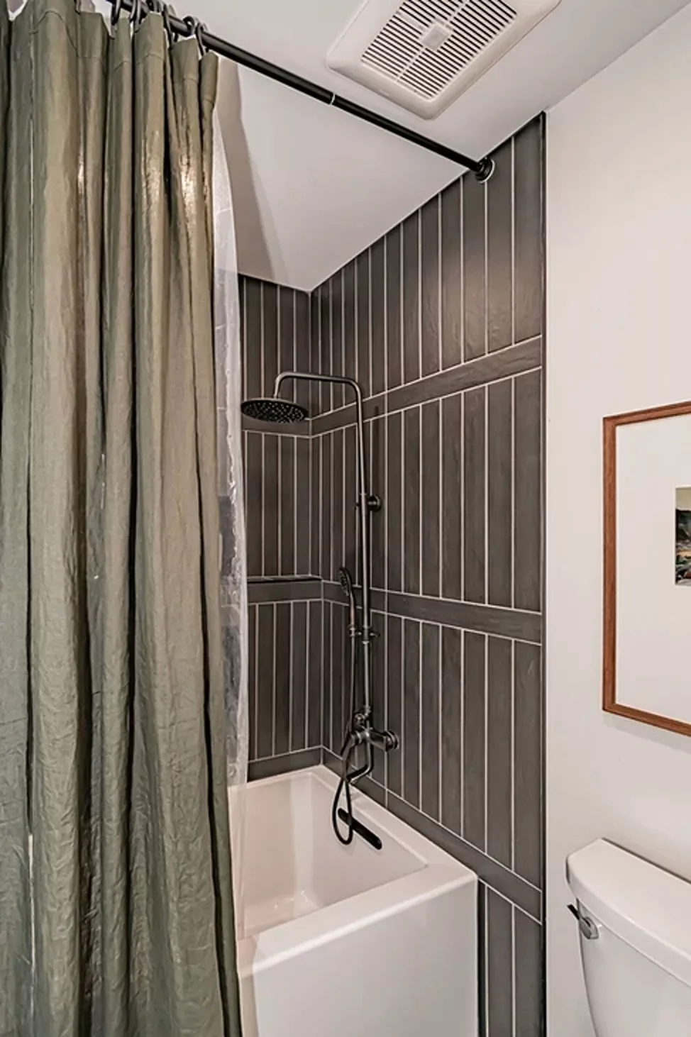 Black Tiled Corner Shower