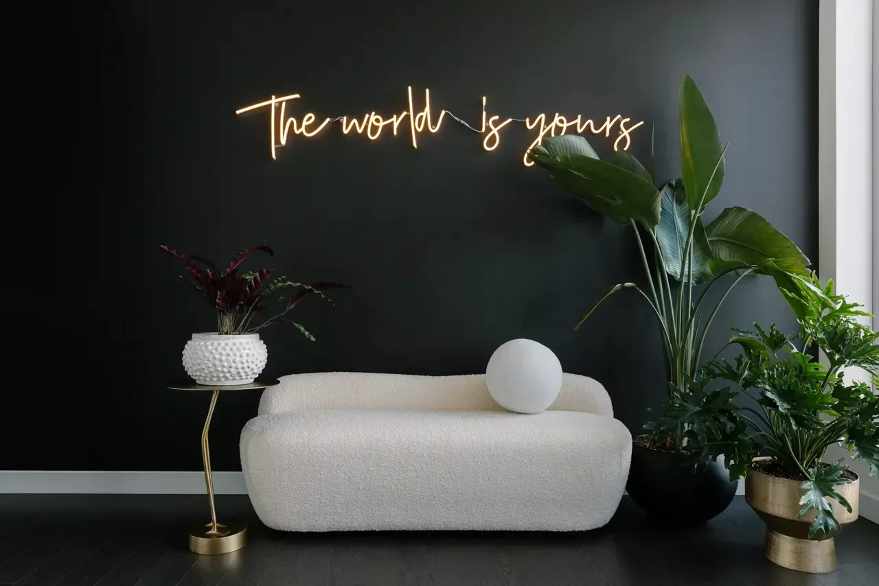 Black Walls With Neon Sign
