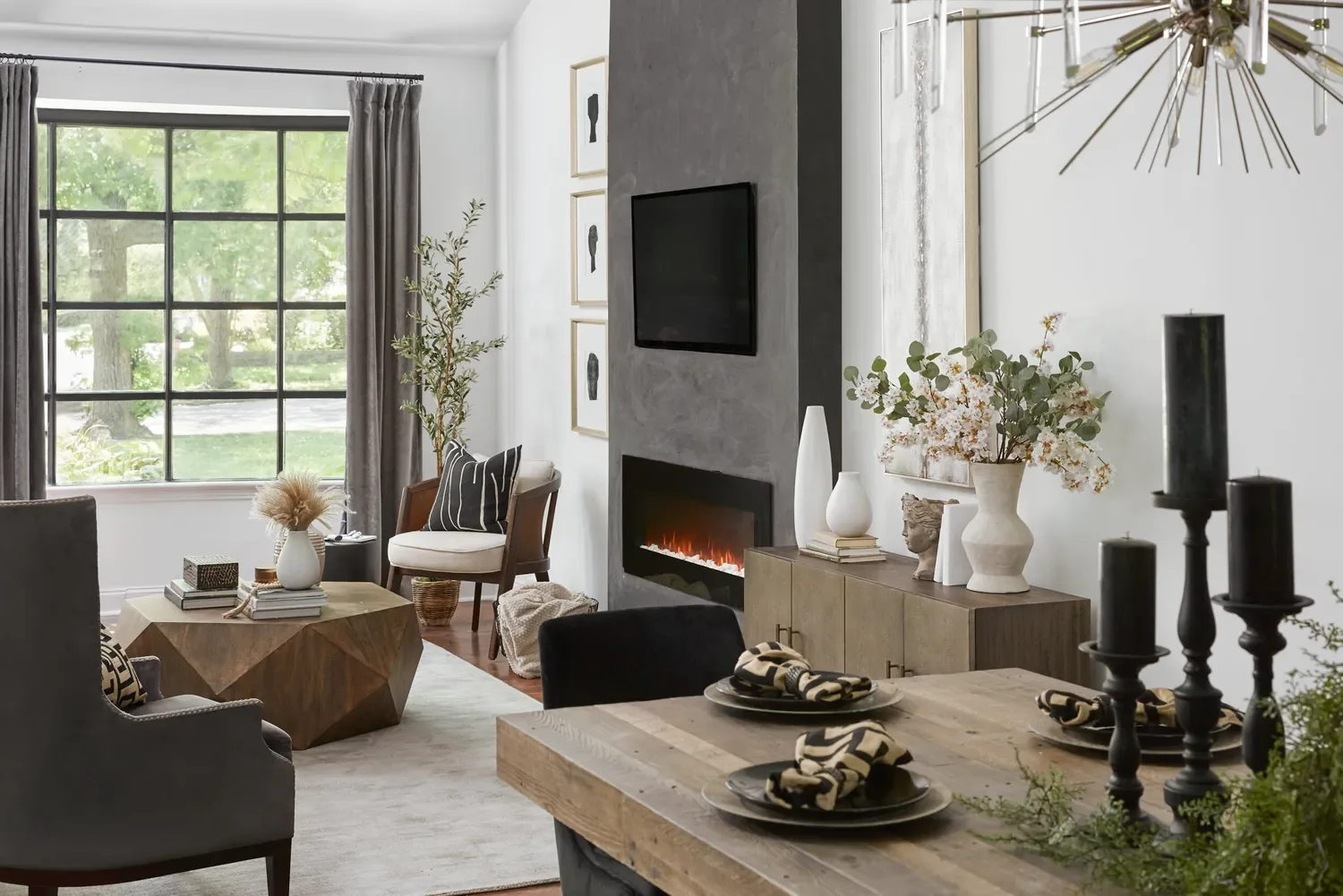 Black and Gray Fireplace