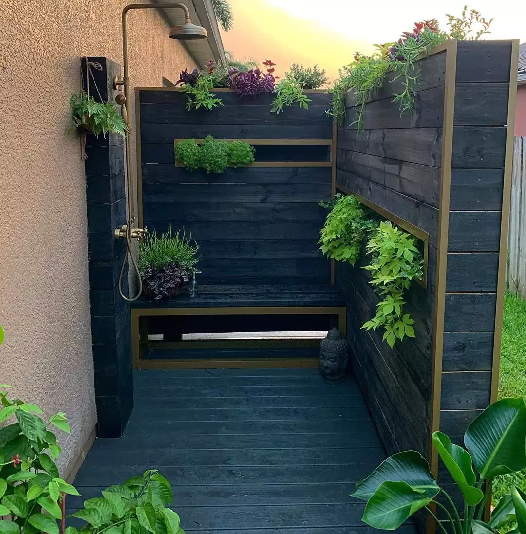 Burnt Wood Outdoor Shower