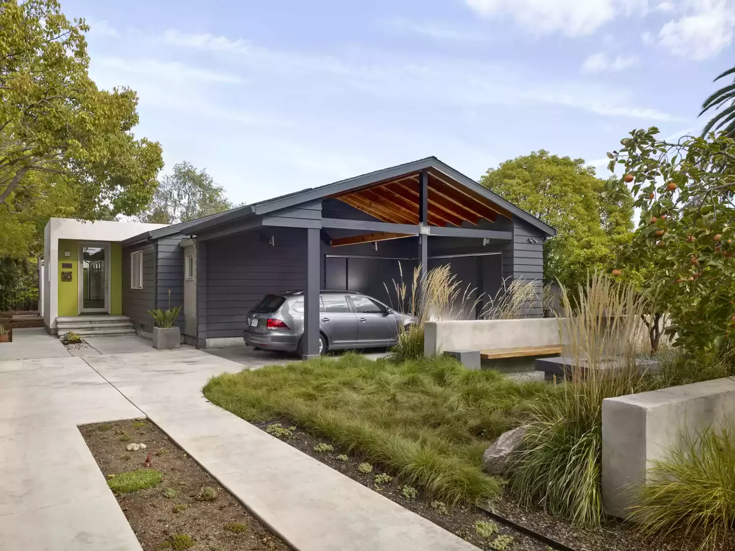Carport With Wooden Panels