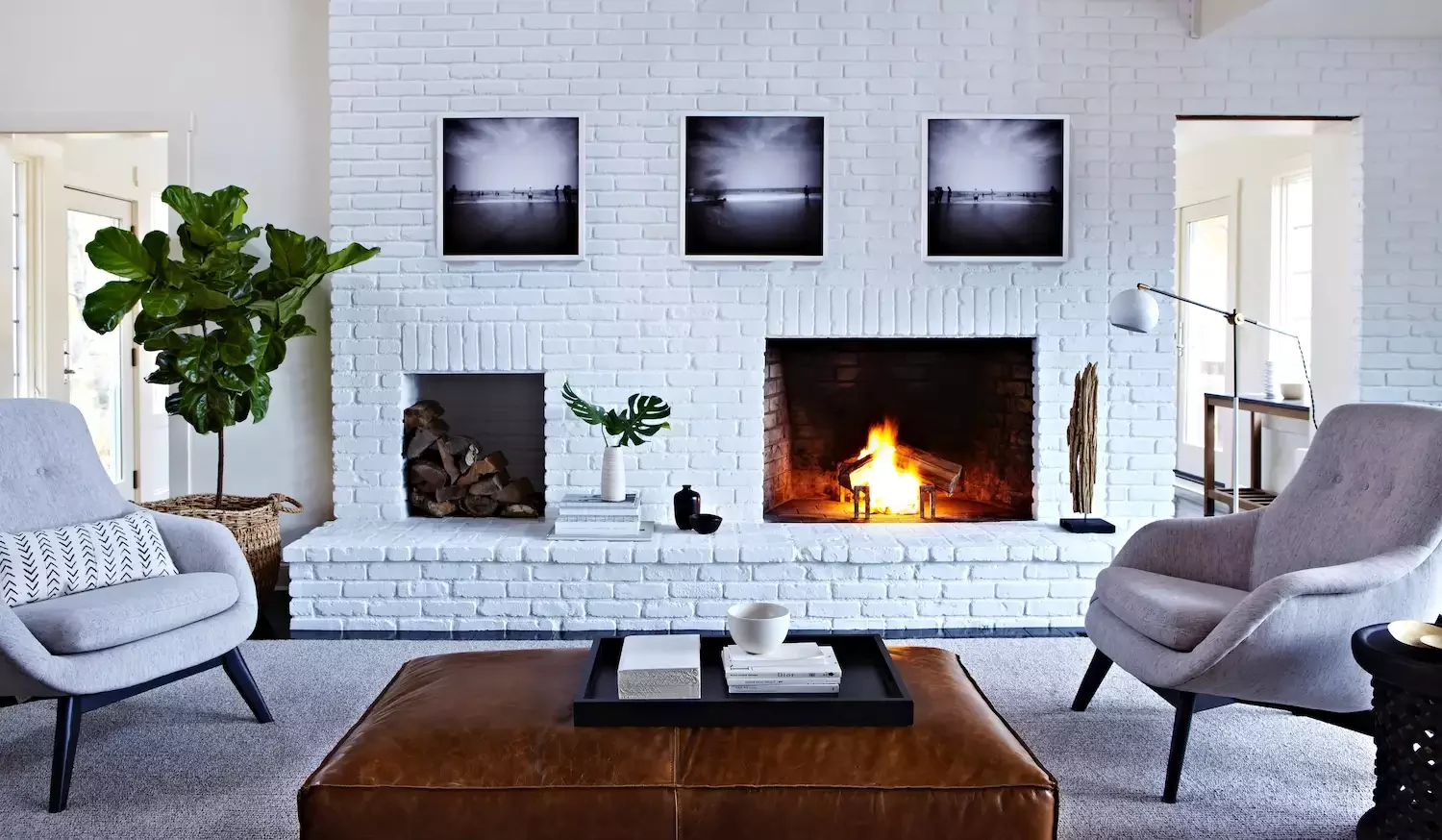Chalk White Fireplace Wall