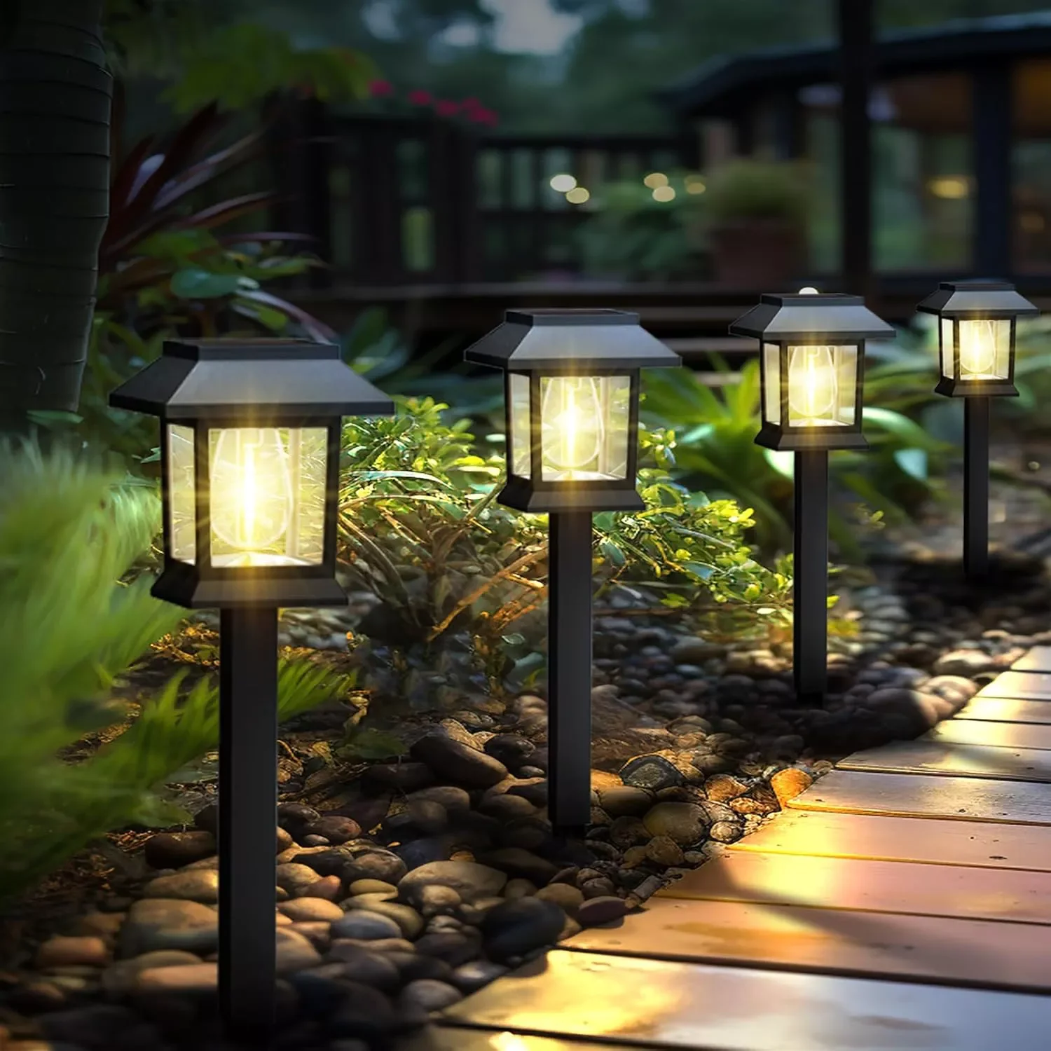 Classic Solar-Powered Lantern Lights