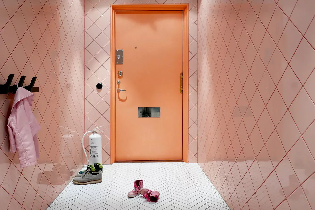 Colorful Entryway Covered in Tile
