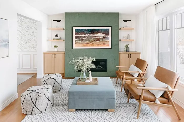 Colorful Linear Fireplace