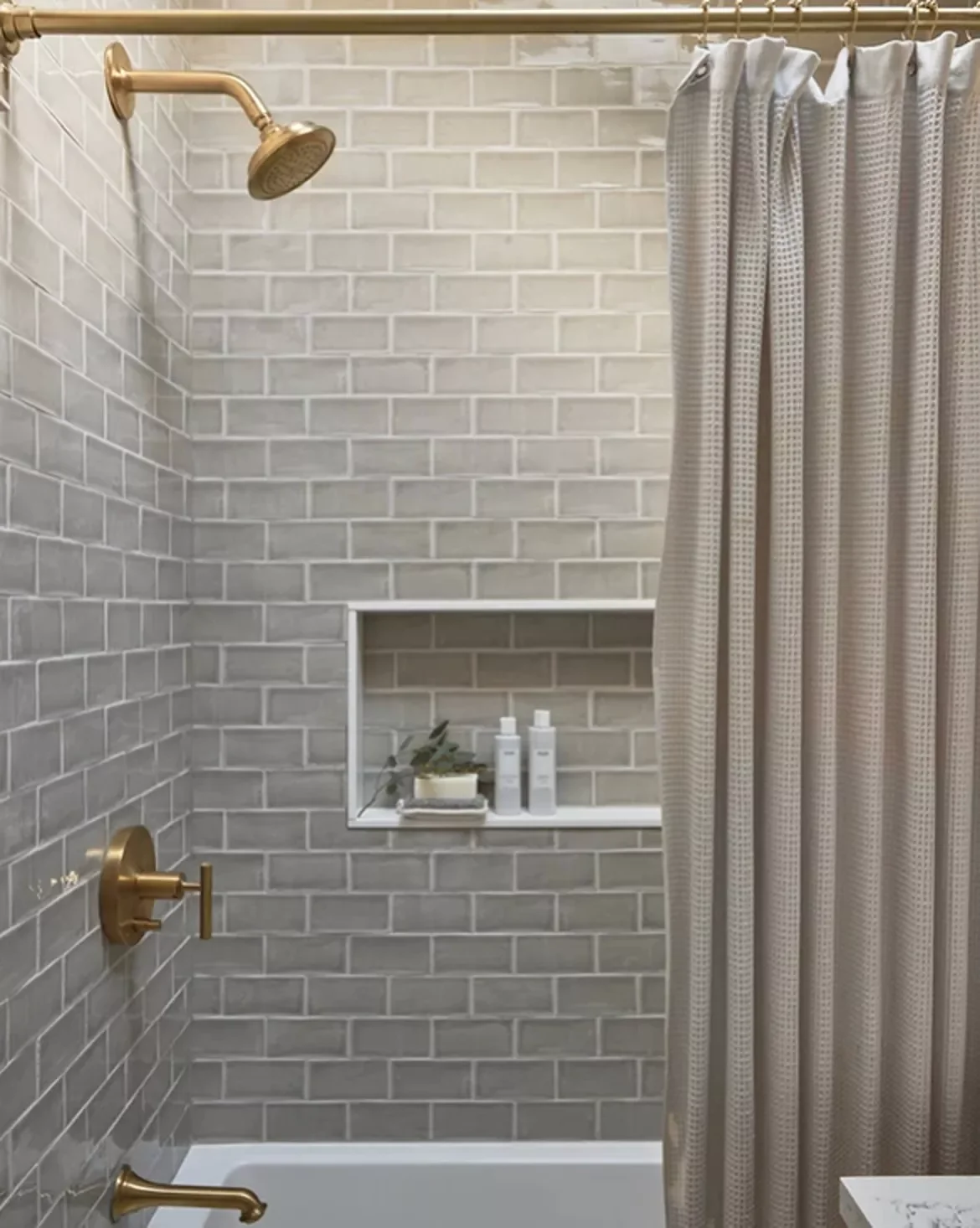 Corner Shower With Toiletry Niche