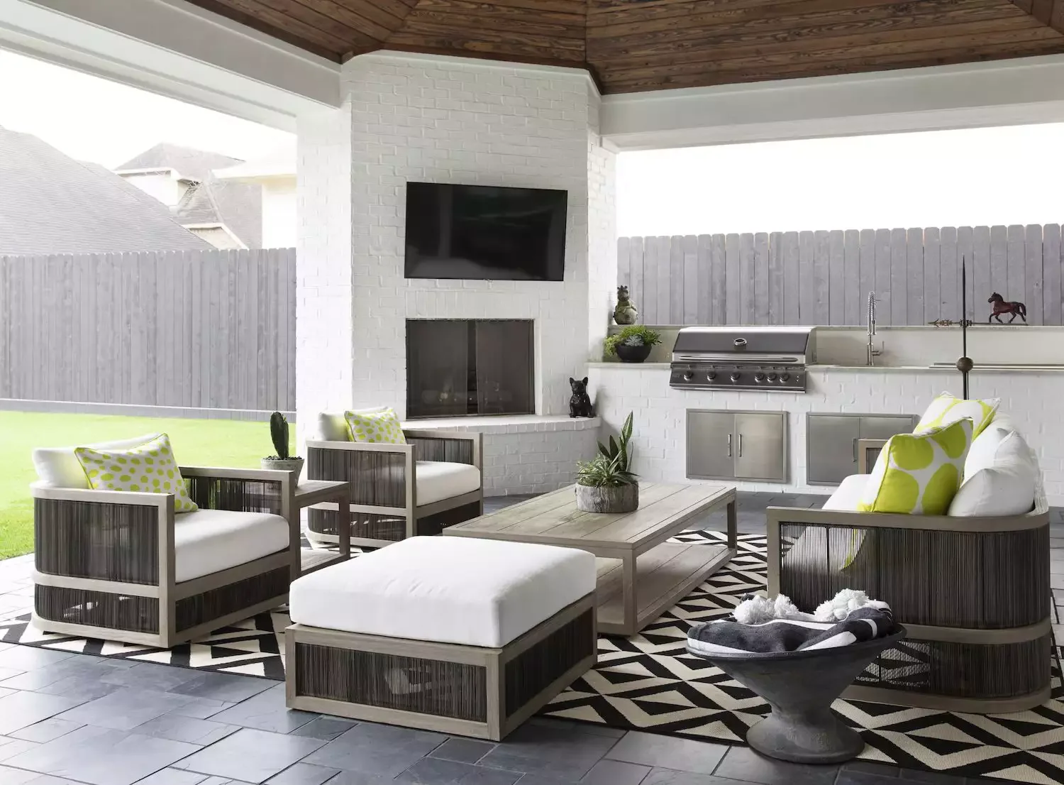 Covered Kitchen Fireplace