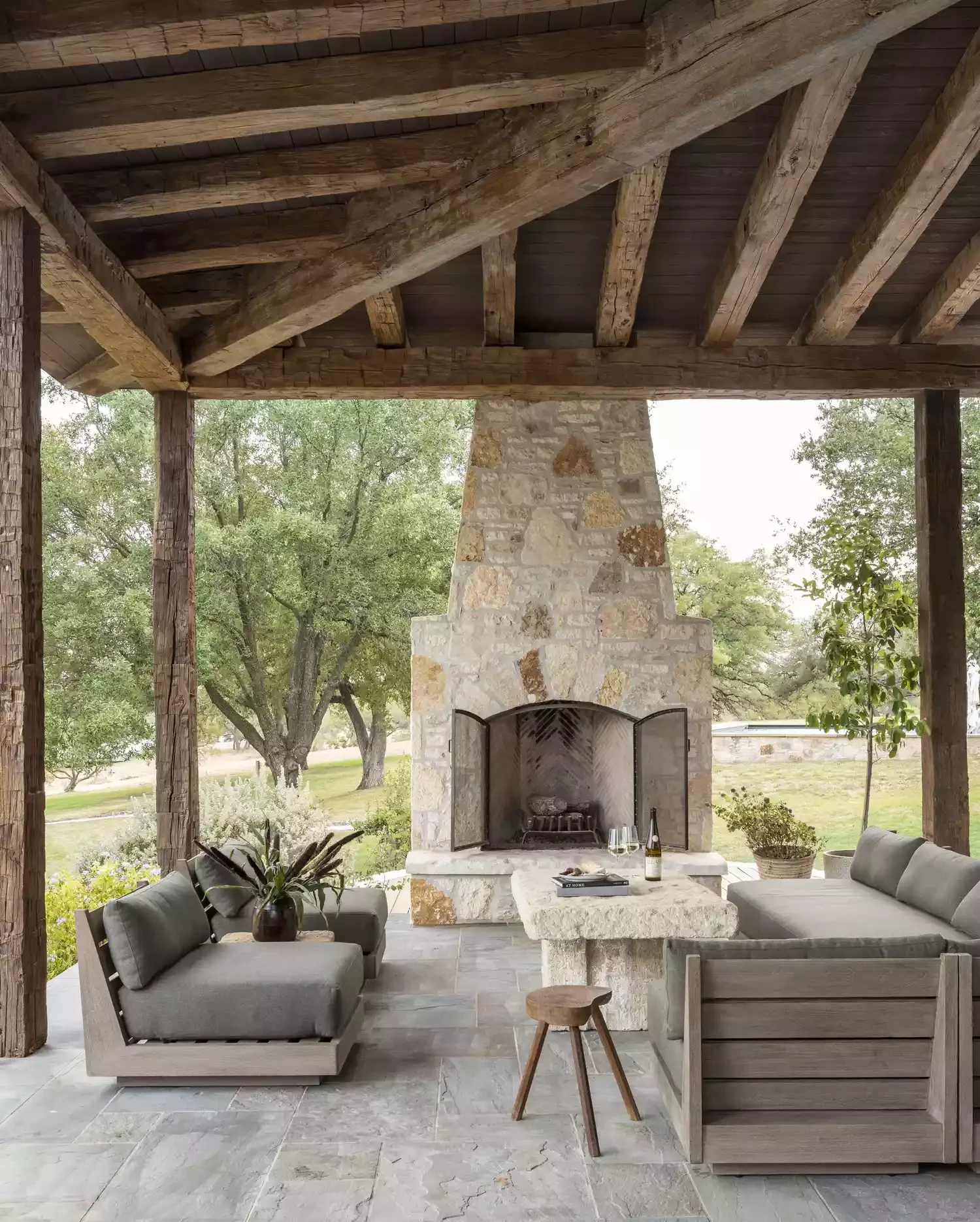 Covered Porch Fireplace