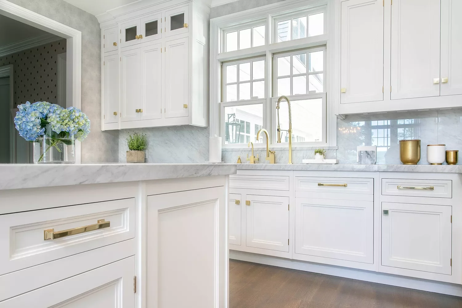 Custom White and Gold Kitchen