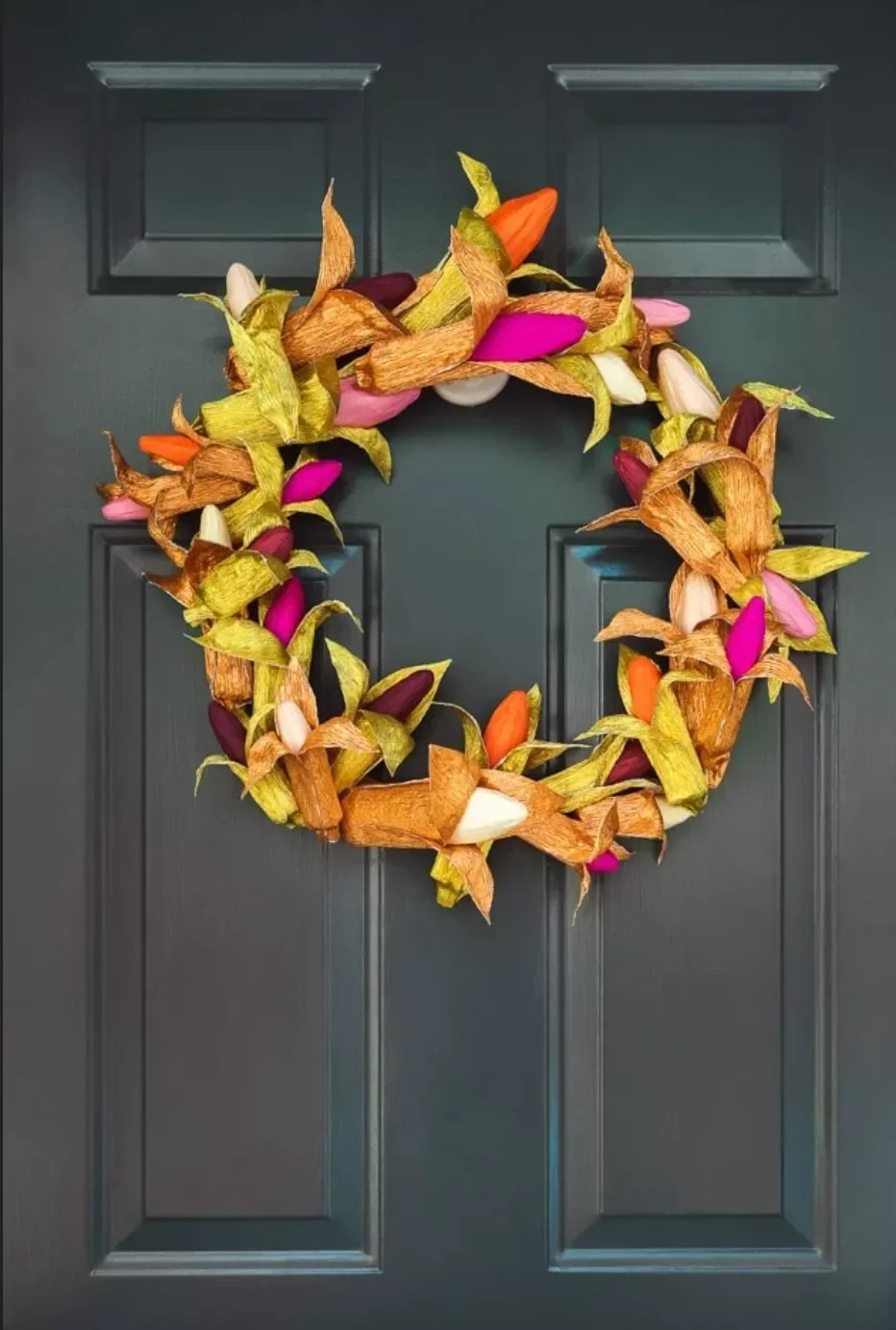 DIY Crepe Paper Corn Wreath