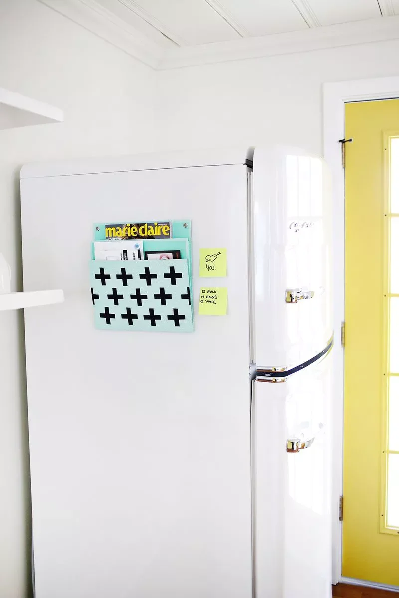 DIY Magnetized Fridge Mail Holder