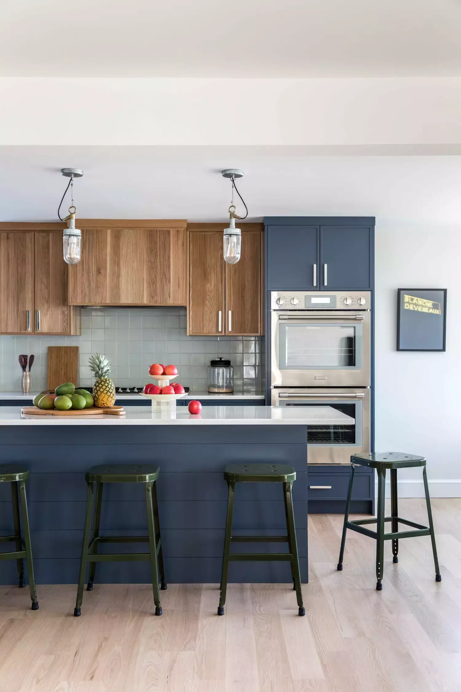 Dark and Light Blue Kitchen