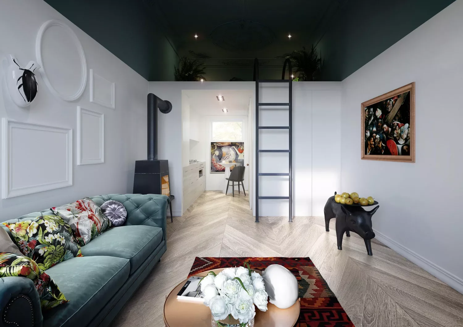 Dark and Moody Loft Bed