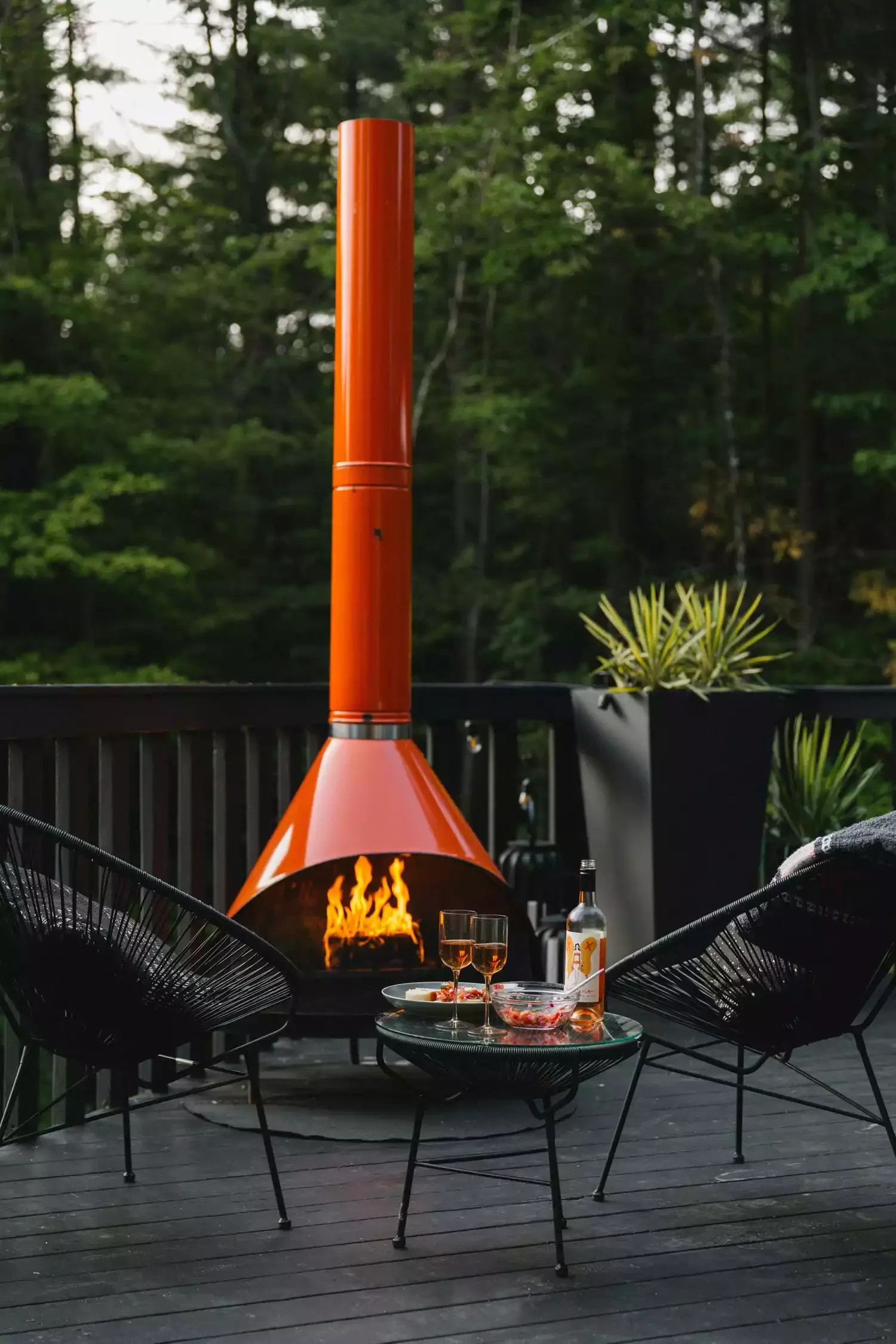 Deck With Retro Fireplace