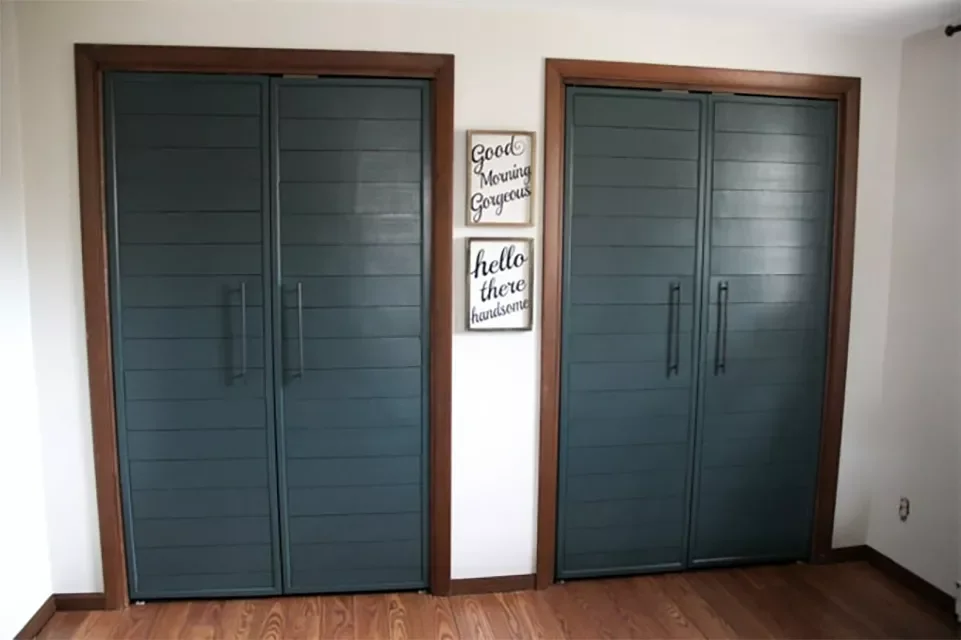 Faux Shiplap French Closet Doors