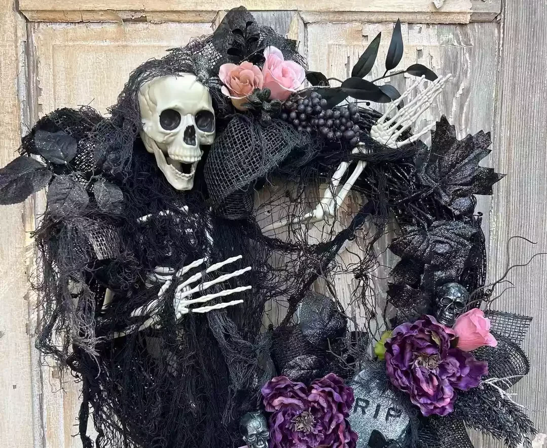 Floral Halloween Wreath