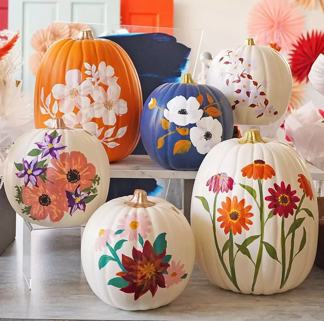 Floral Painted Pumpkins