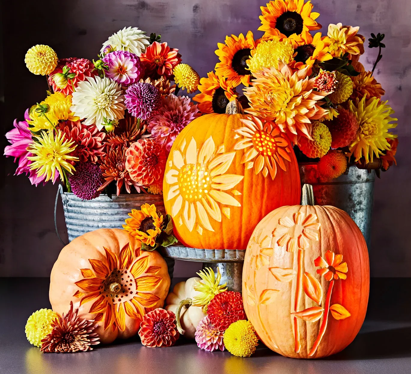 Flower Pumpkin Stencils