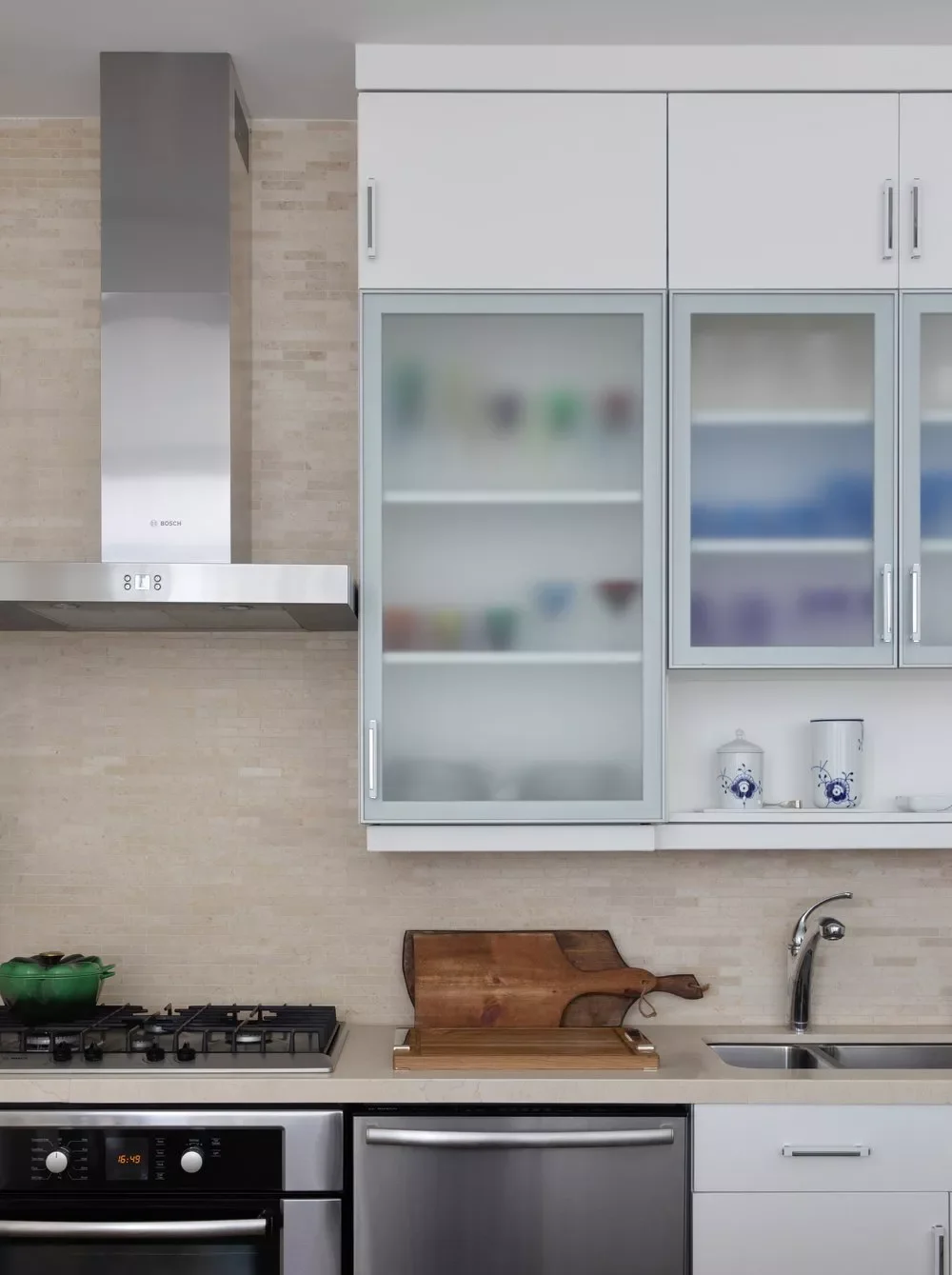 Frosted Glass-Front Cabinets