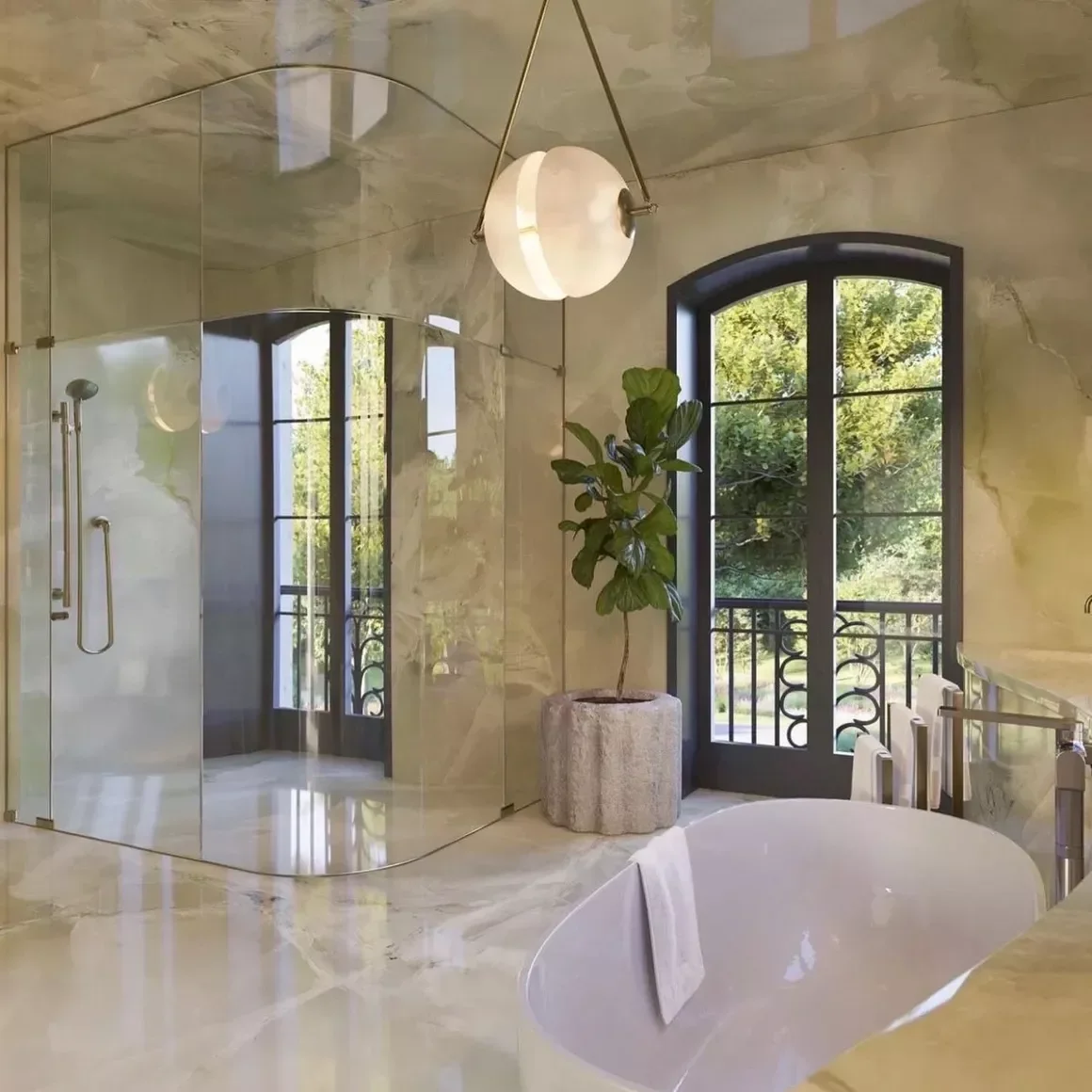 Glass Enclosed Corner Shower