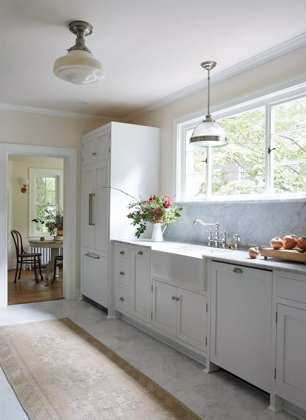 Gray-and-White Marble Floor