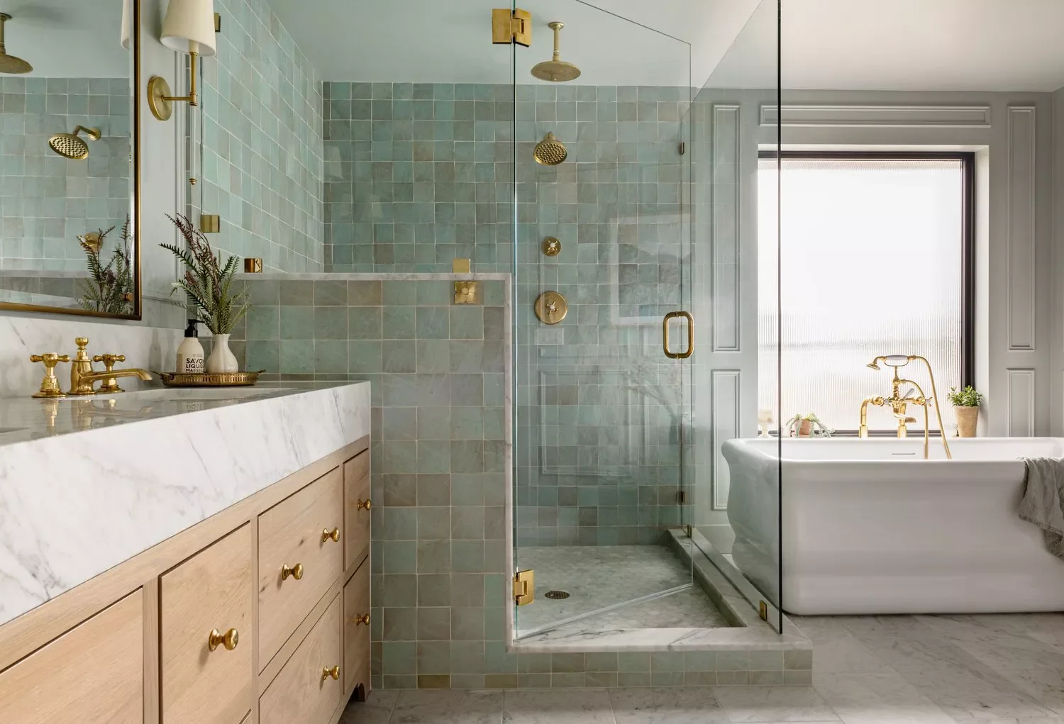 Green Tile Half Wall