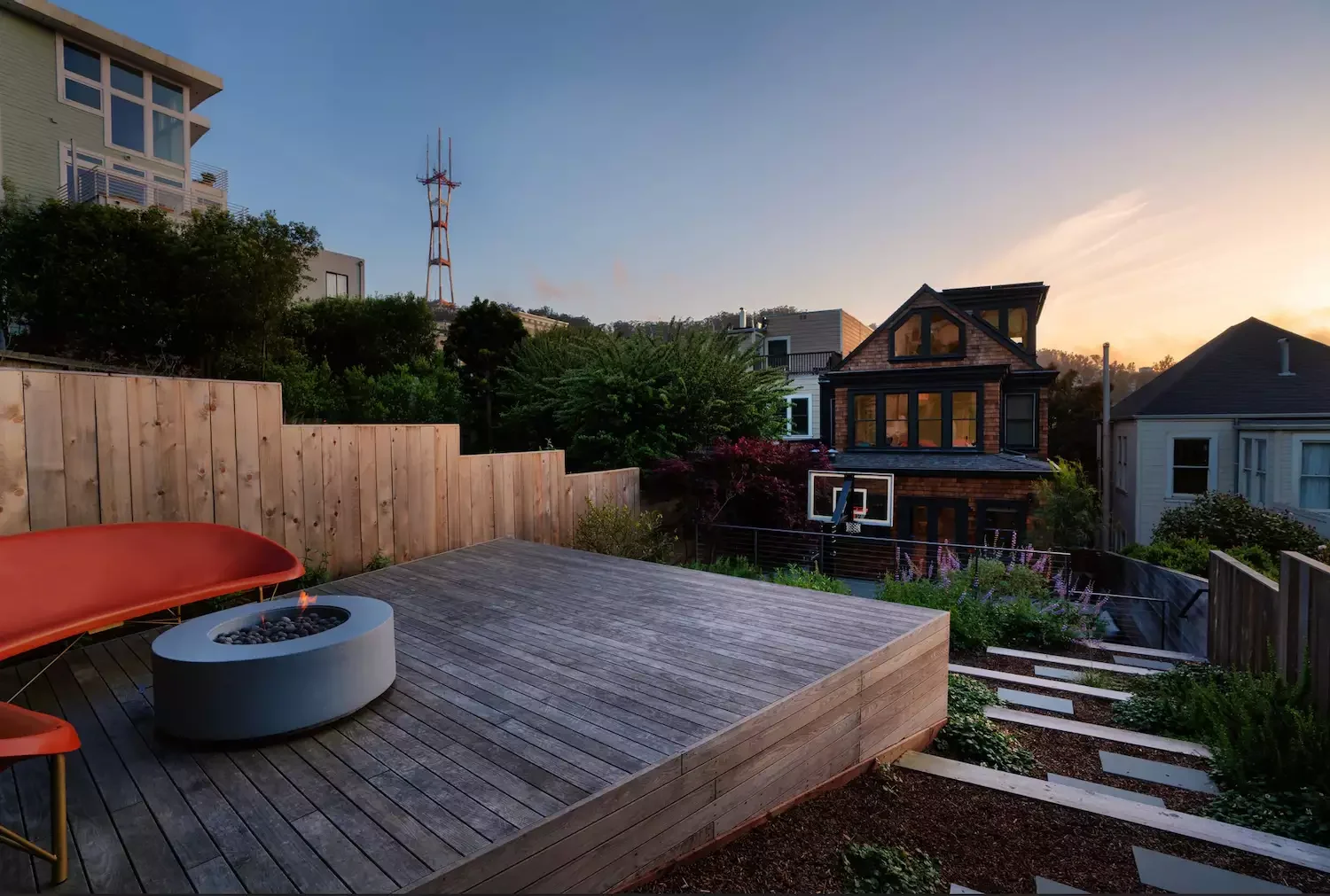Hilly Backyard Deck
