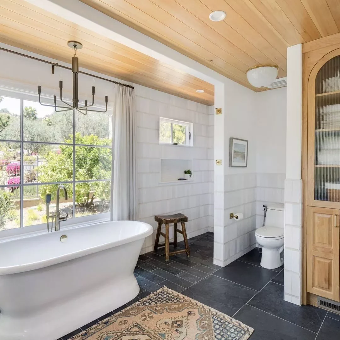 Incorporate a Wood Ceiling in the Bathroom