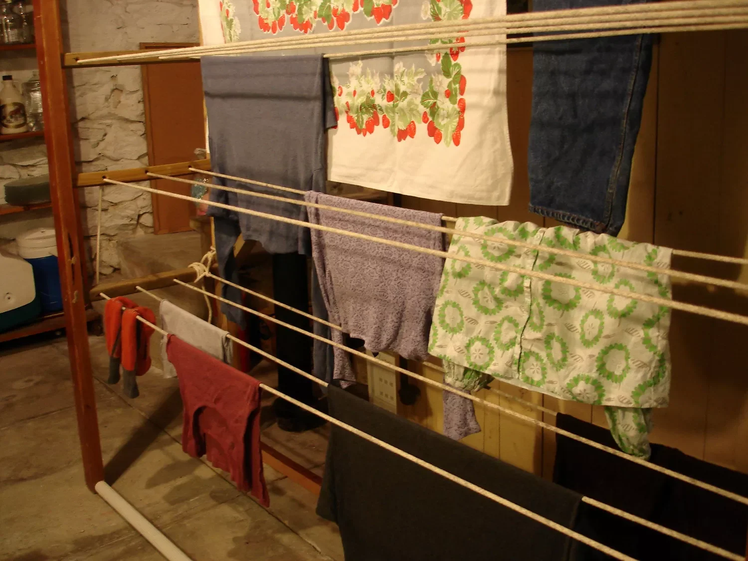 Line Drying Laundry Indoors