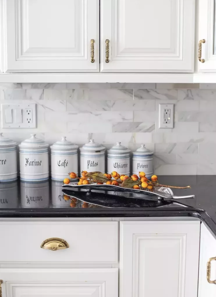 Marble Mixed With Dark Granite Countertop