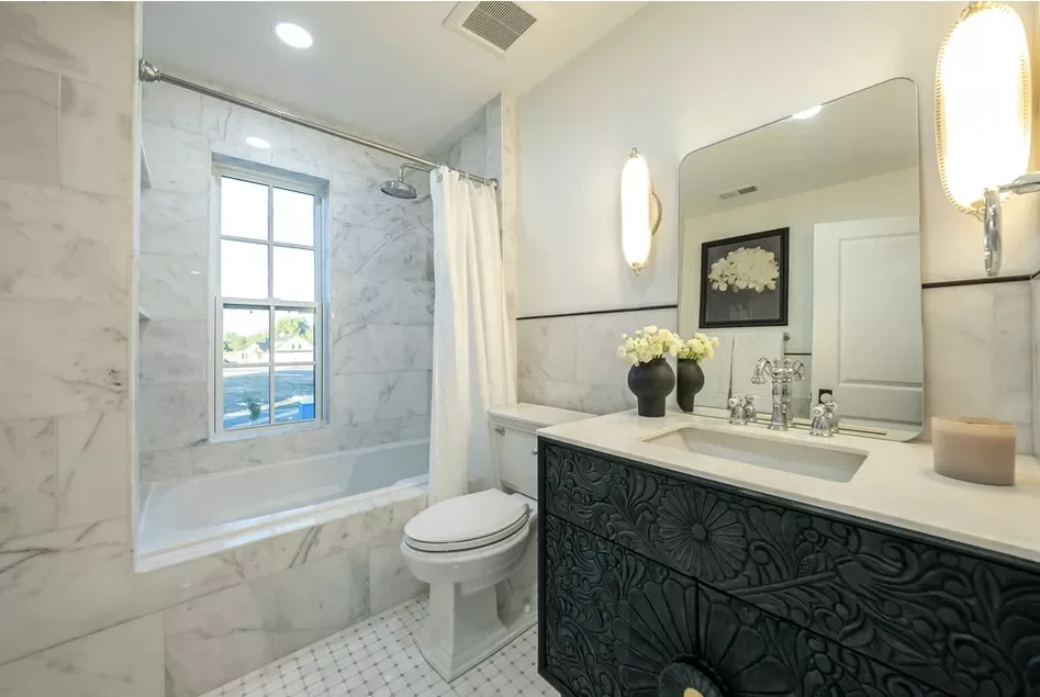 Marble Tiled Corner Shower