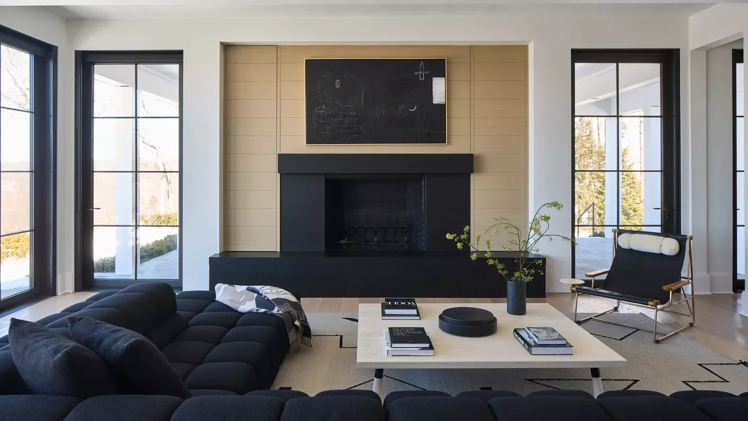 Modern Black Fireplace