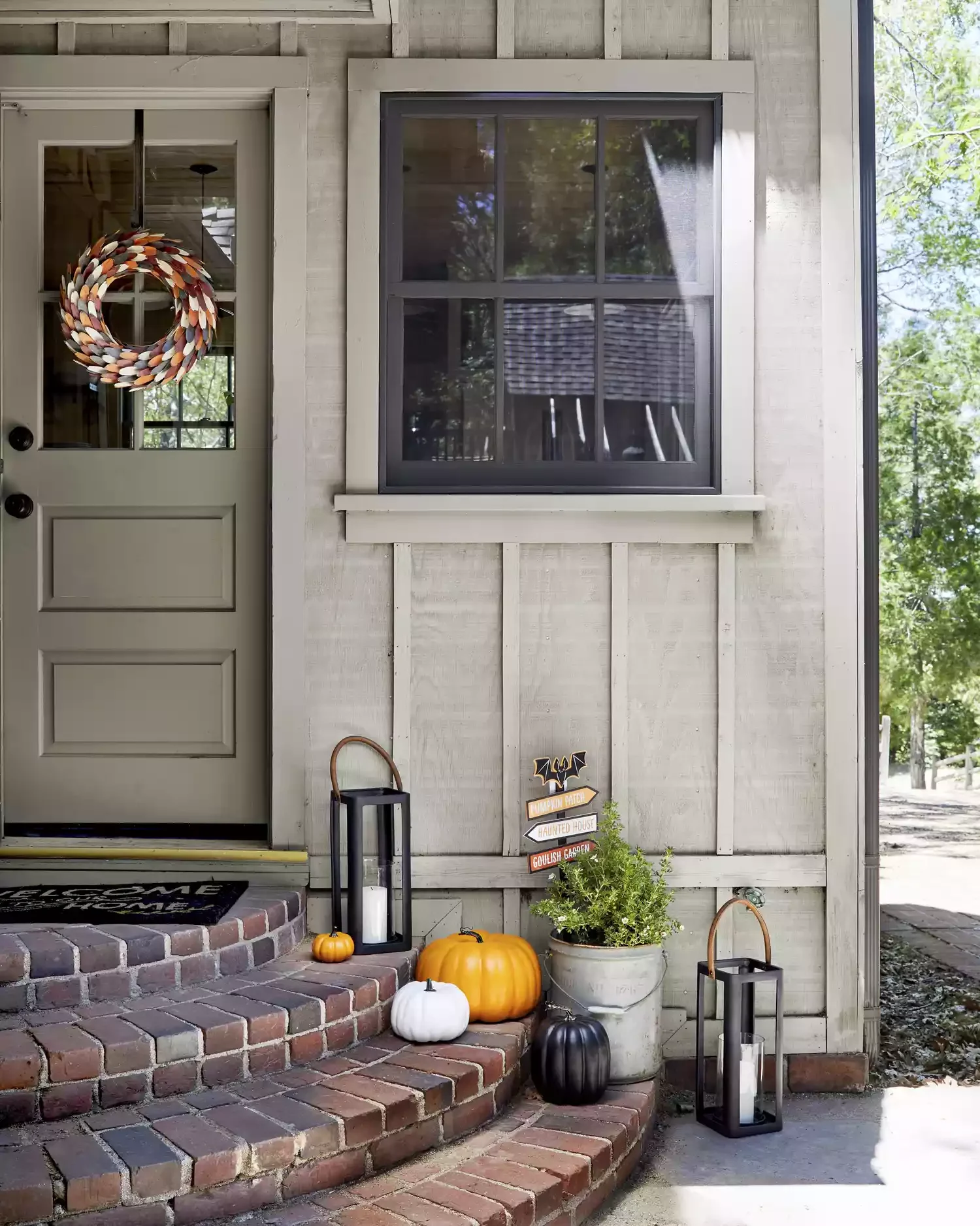 Opt for Faux Pumpkins on Your Steps