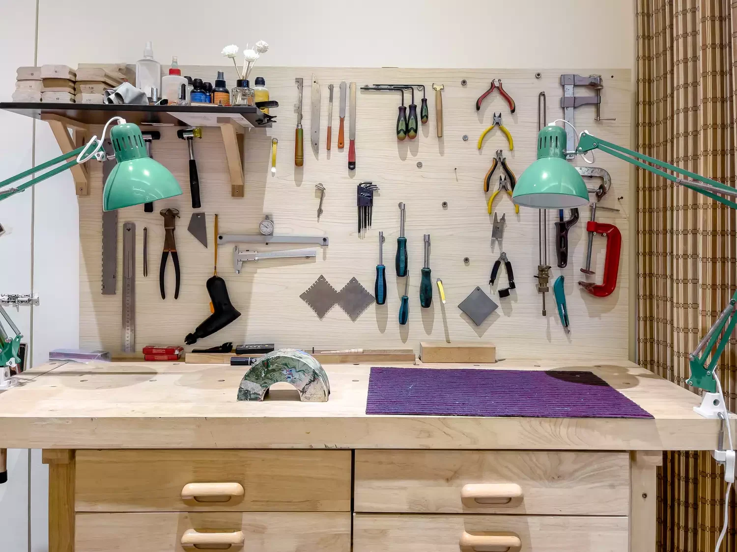 Plywood Tool Storage Wall