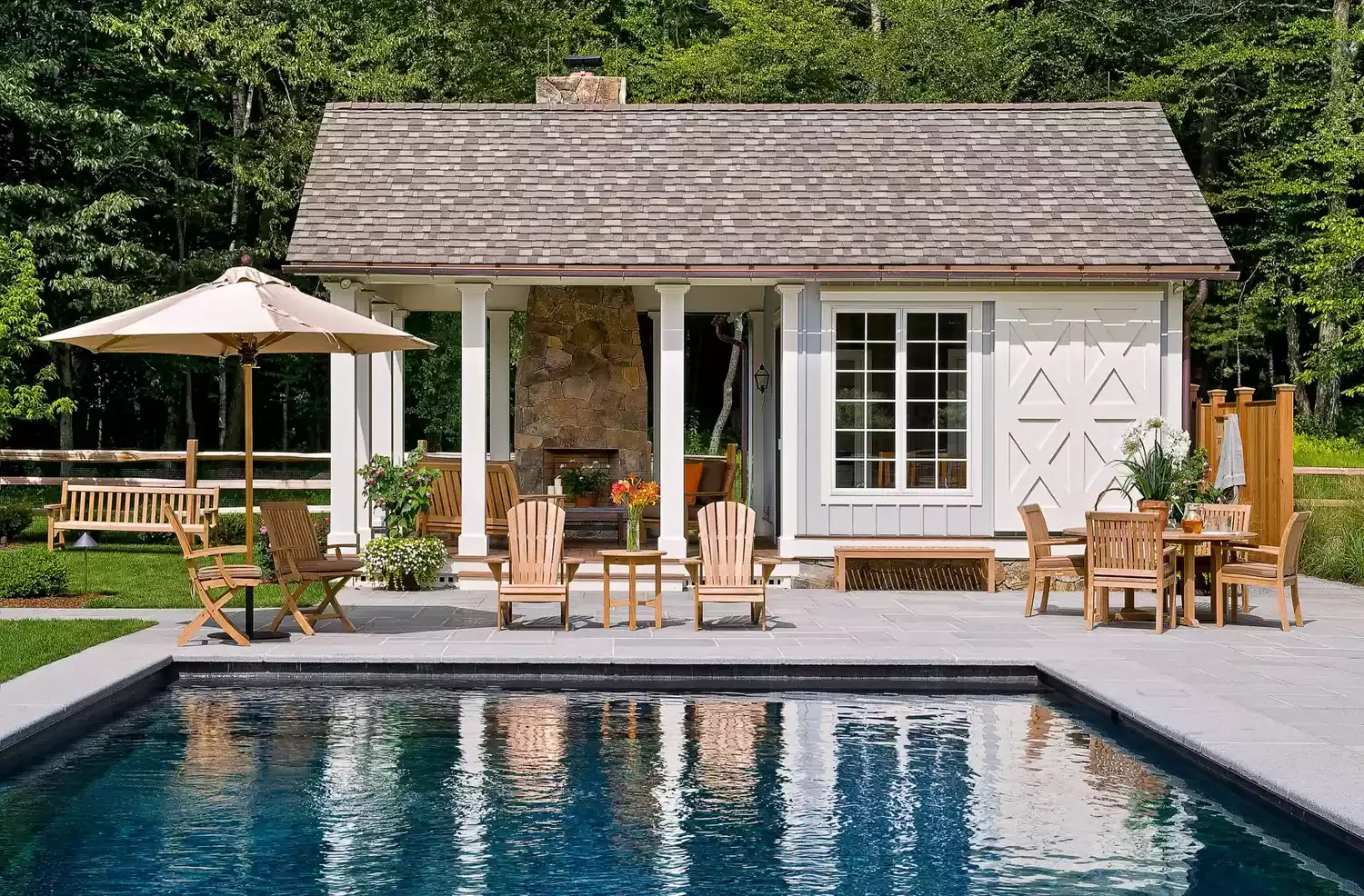 Pool House Patio Fireplace