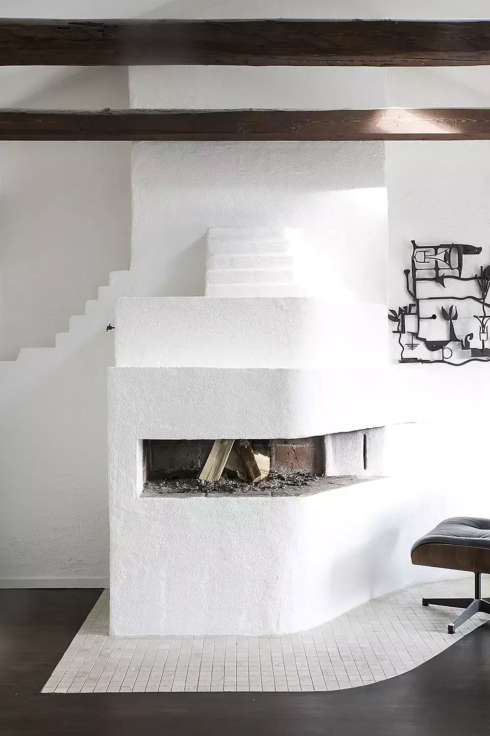 Rustic Linear Fireplace