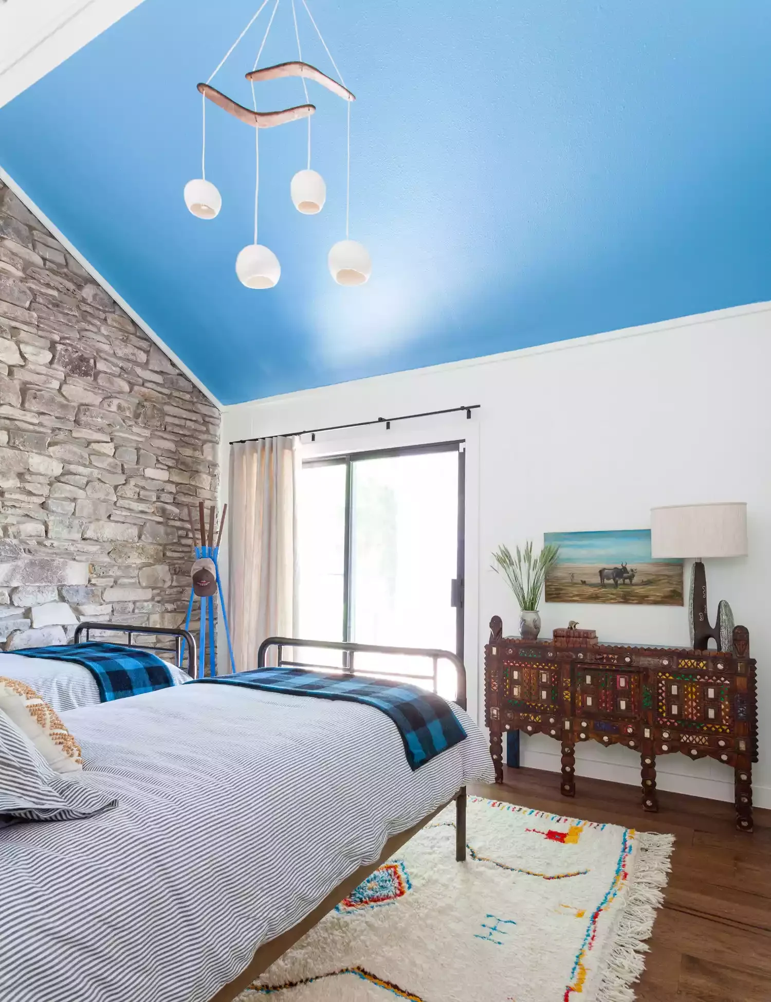 Sky-Blue Slanted Ceiling