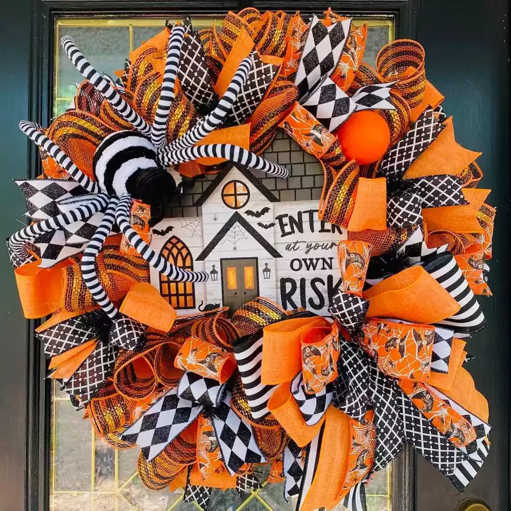 Striped Halloween Wreath
