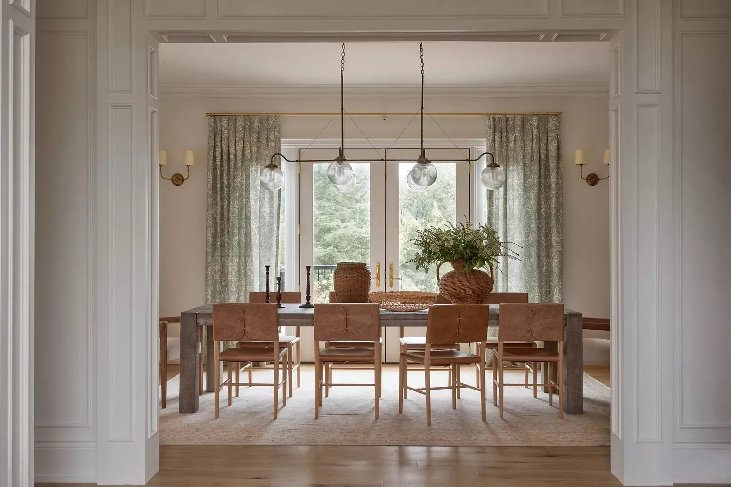 Style a Pink Rug and Green Curtains