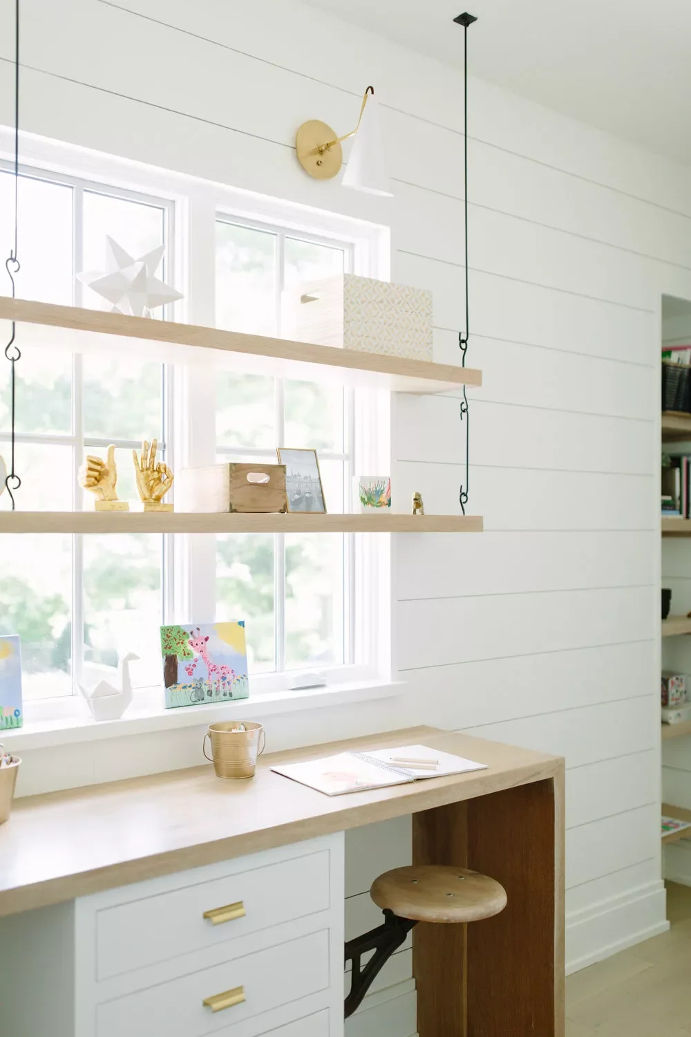 Sunroom Office Shelves