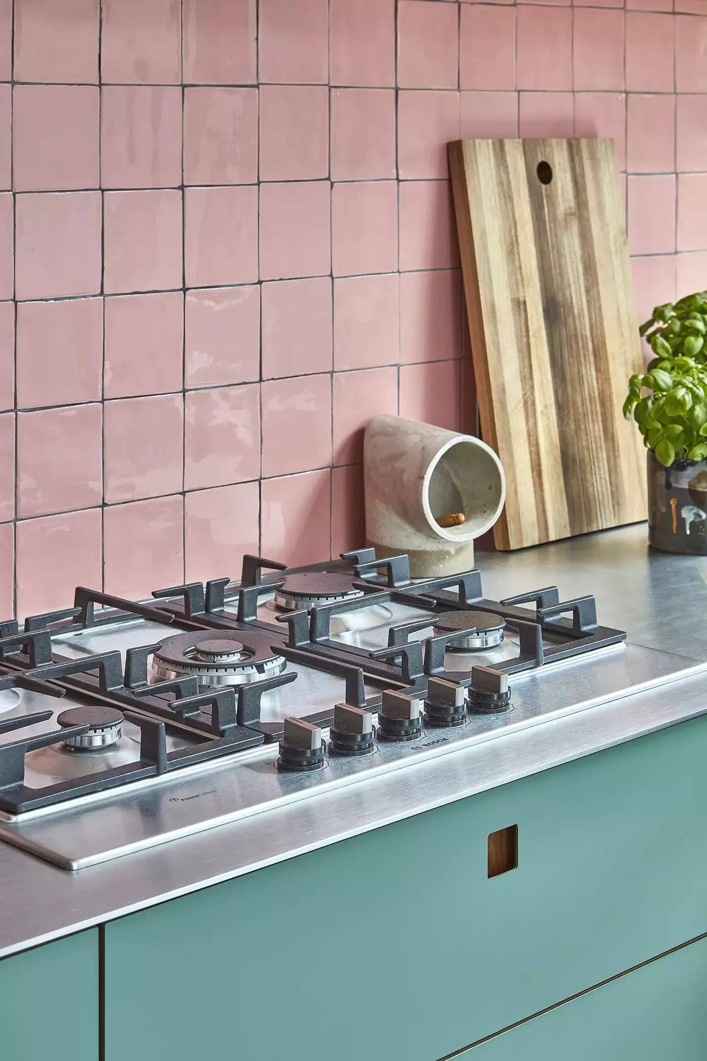 Teal Cabinets + Pink Tiles