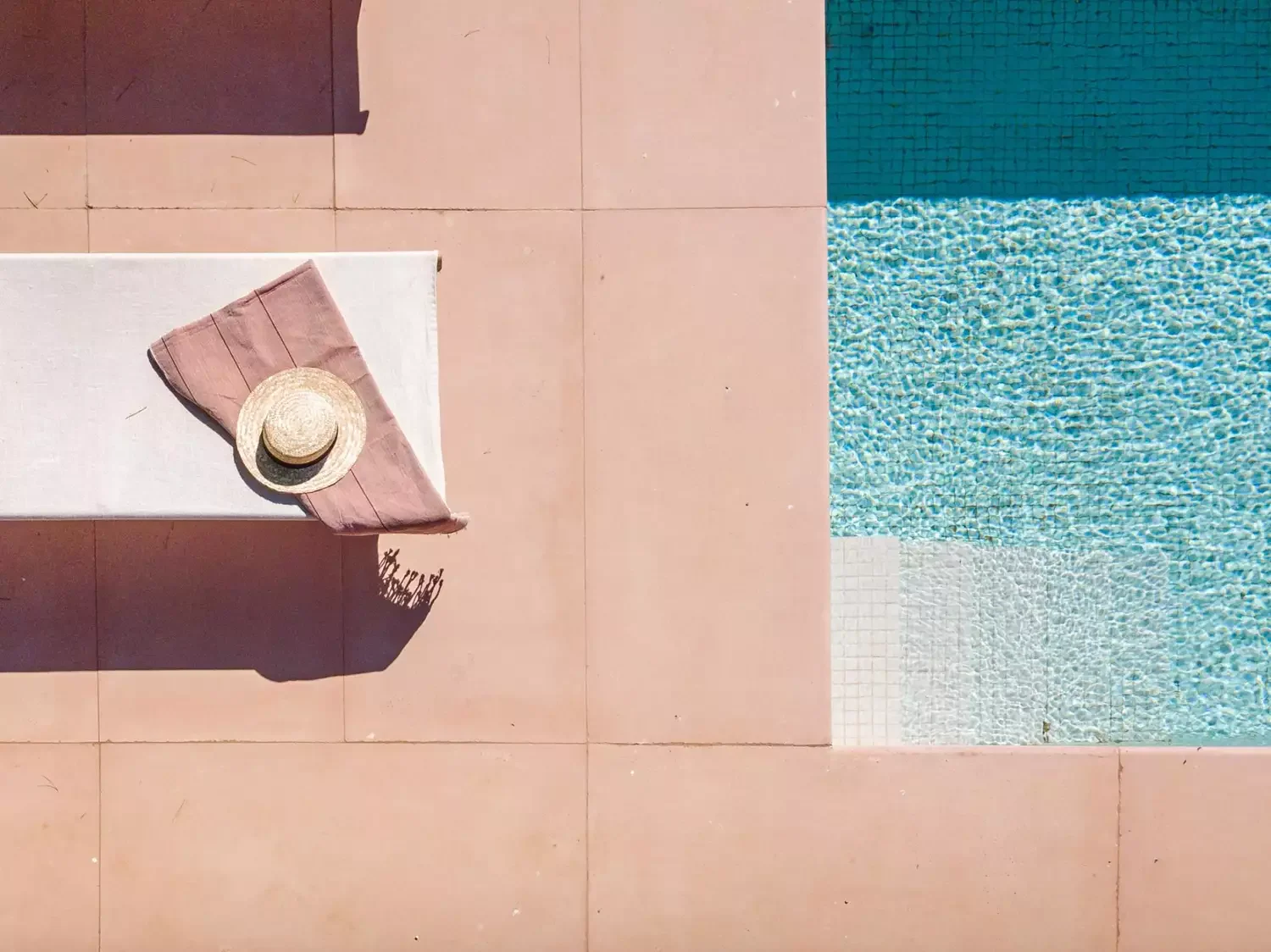 Turquoise Pool Tile + Terracotta Patio
